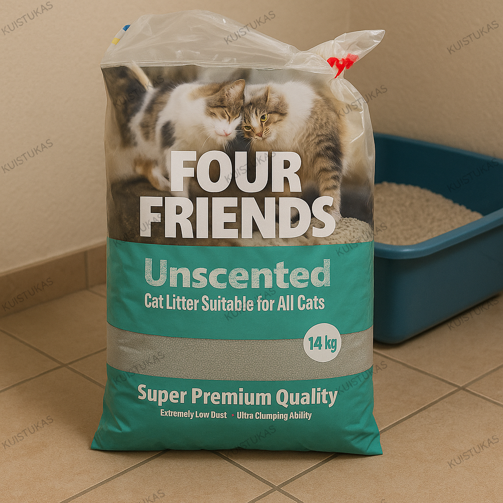 bekvapis kačių kraikas „Four Friends Unscented“