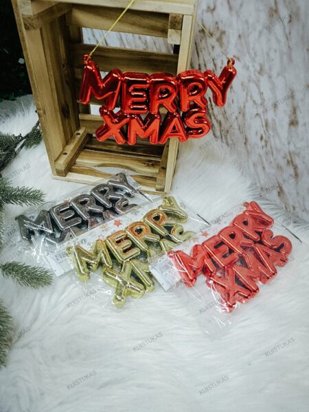 Triijų spalvų Šventinė dekoracija 'Merry Xmas'
