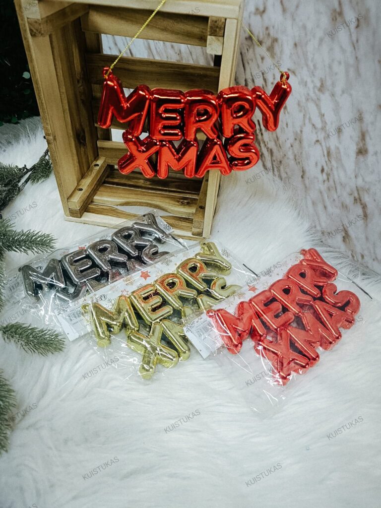 Triijų spalvų Šventinė dekoracija 'Merry Xmas'
