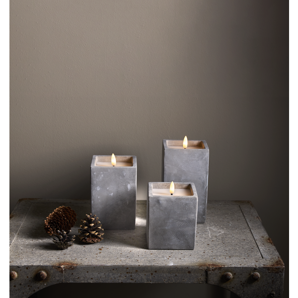 LED žvakės su cemento imitacija