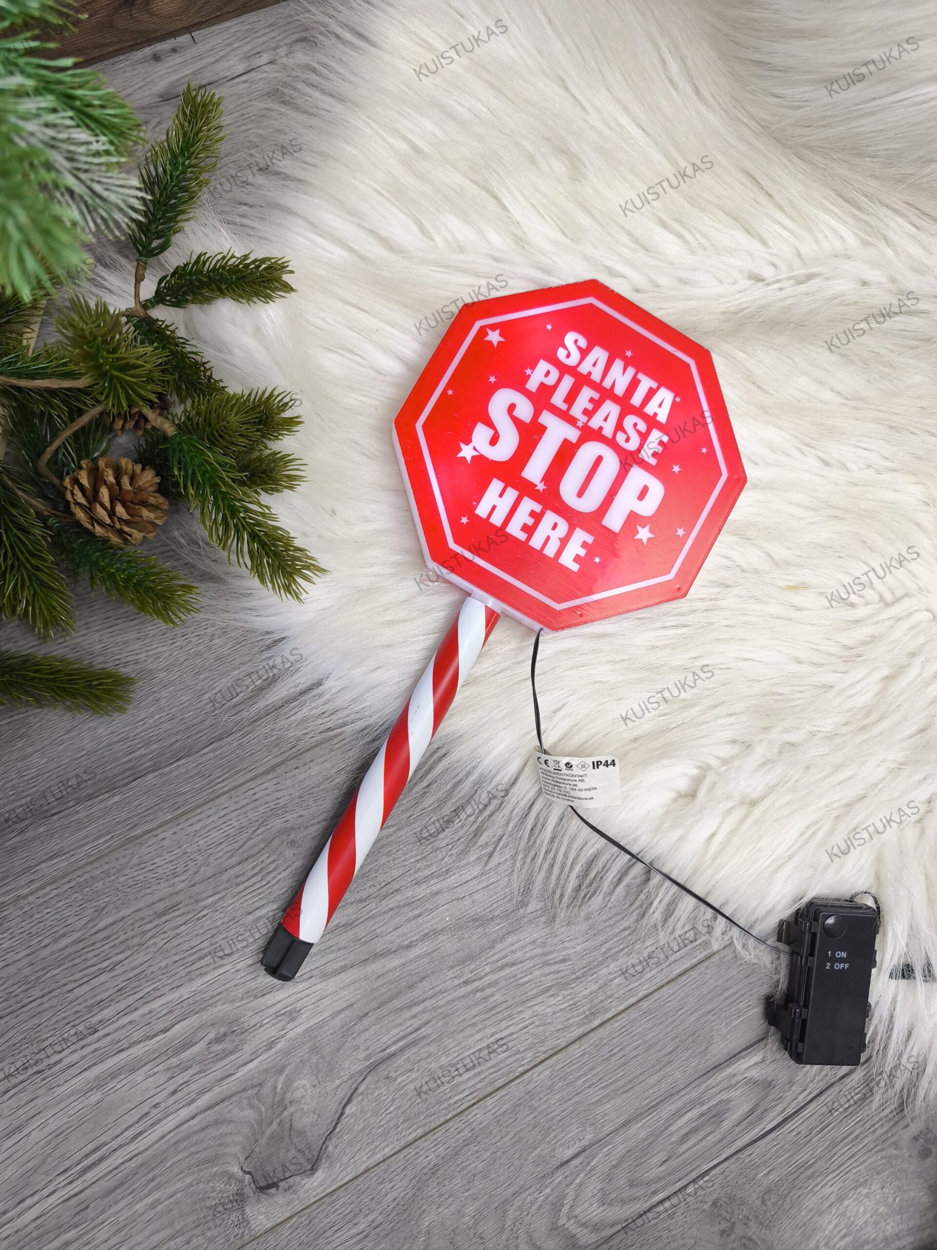 LED ženklas 'Santa please STOP here'