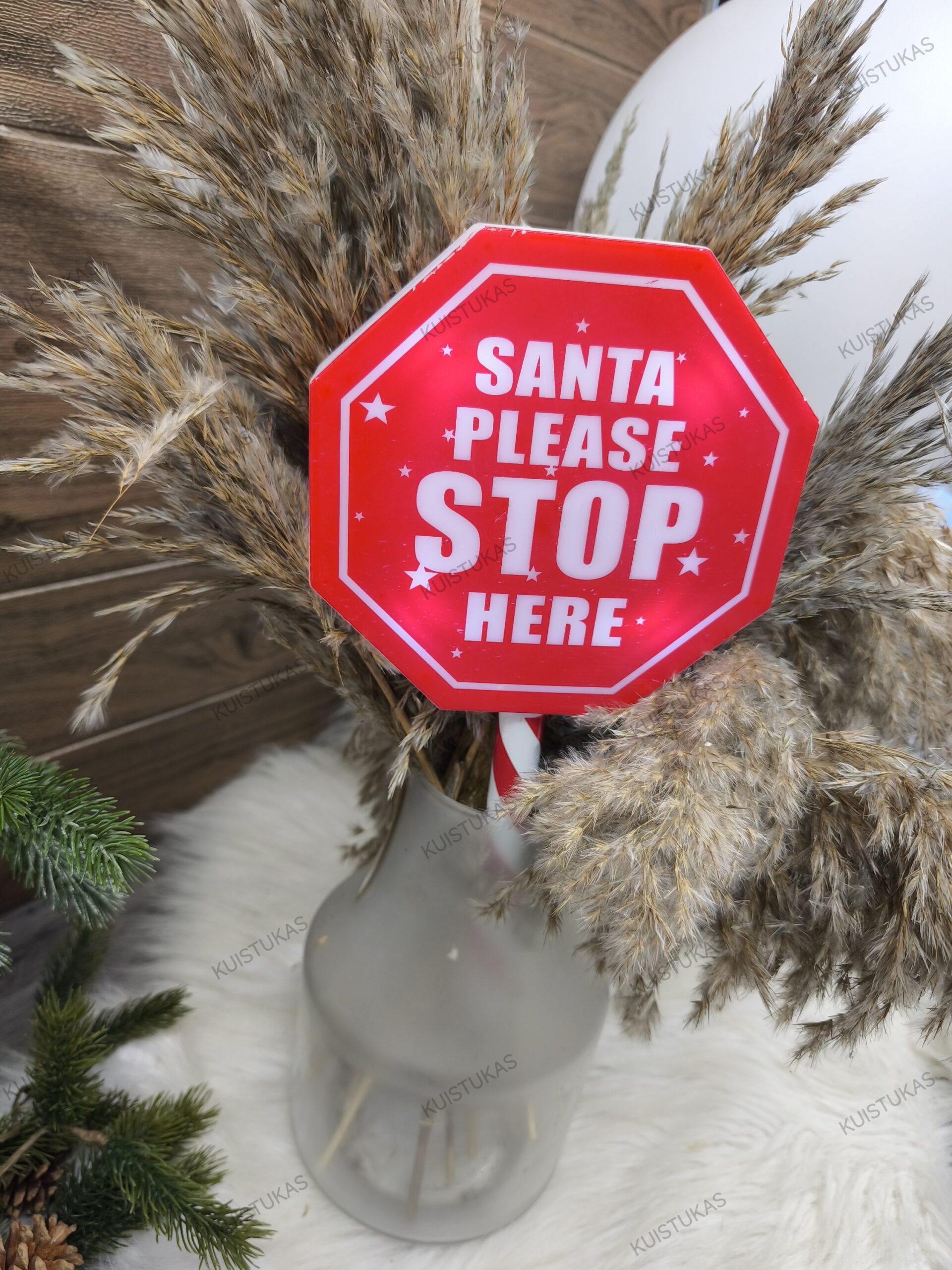 LED ženklas 'Santa please STOP here' - Vaizdas 3