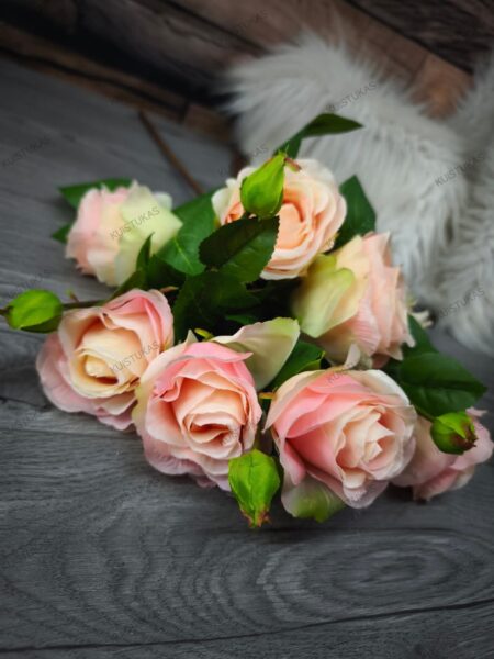 Dirbtinės rožės šaka 'Blush Harmony' - Vaizdas 2