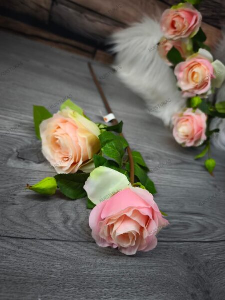 Dirbtinės rožės šaka 'Blush Harmony' - Vaizdas 4