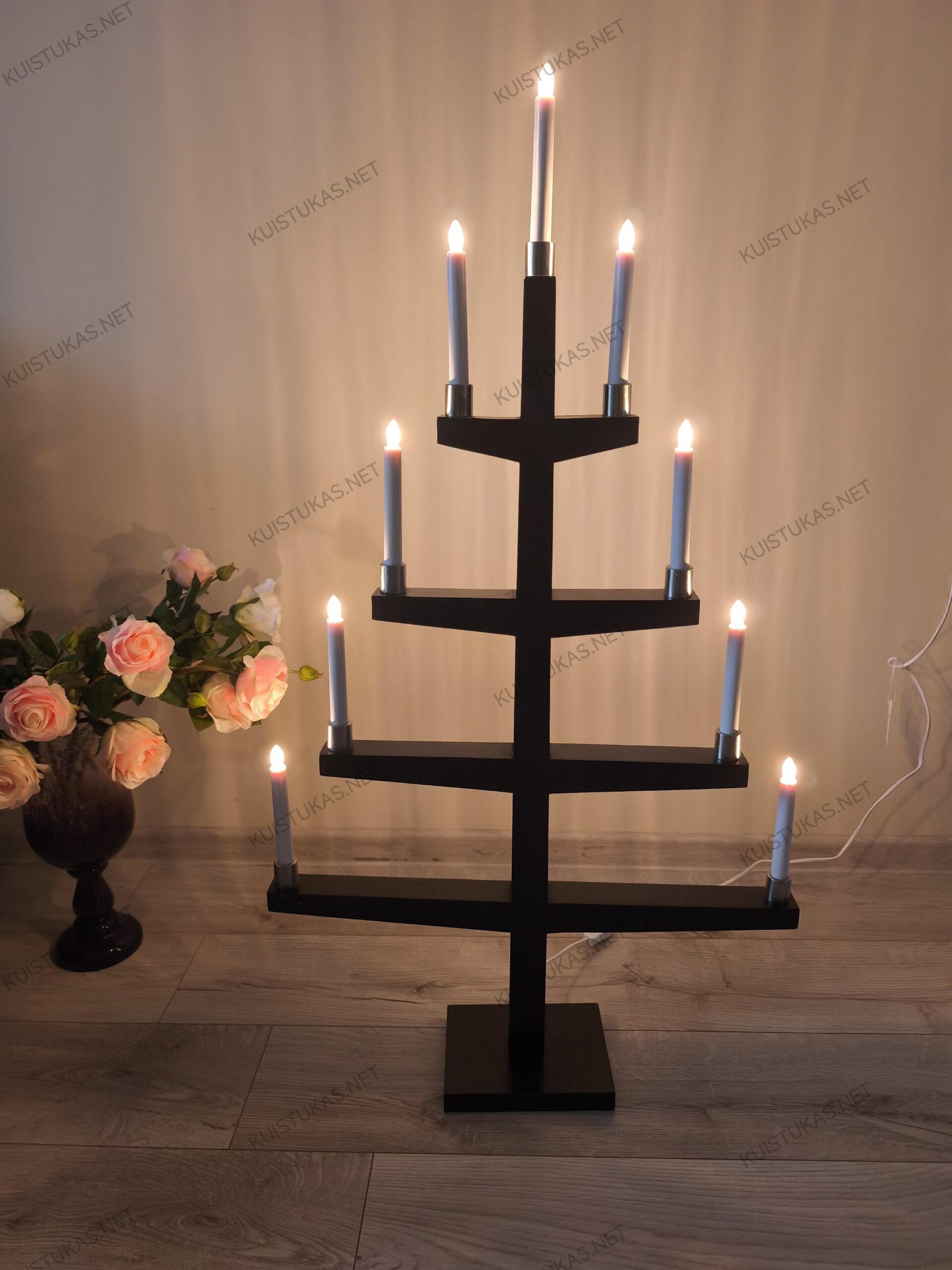 Medinė žvakidė 'Tall Black'