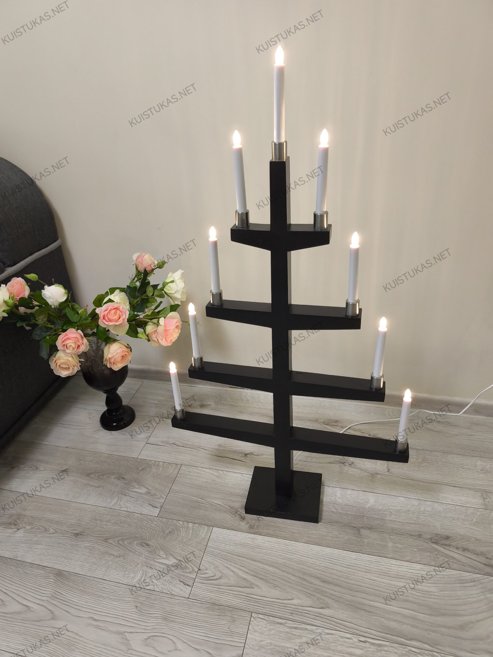 Medinė žvakidė 'Tall Black' - Vaizdas 4