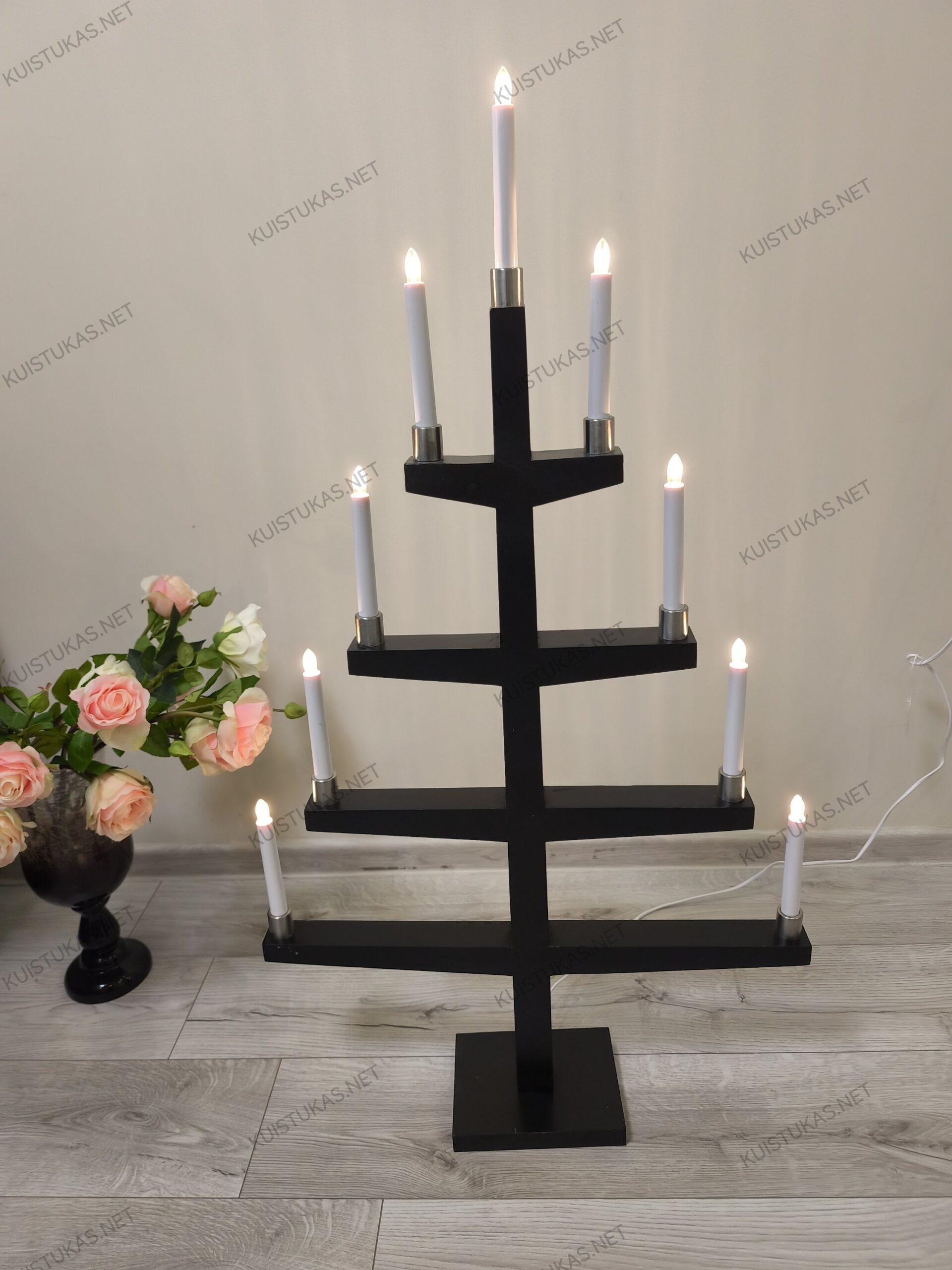 Medinė žvakidė 'Tall Black' - Vaizdas 5