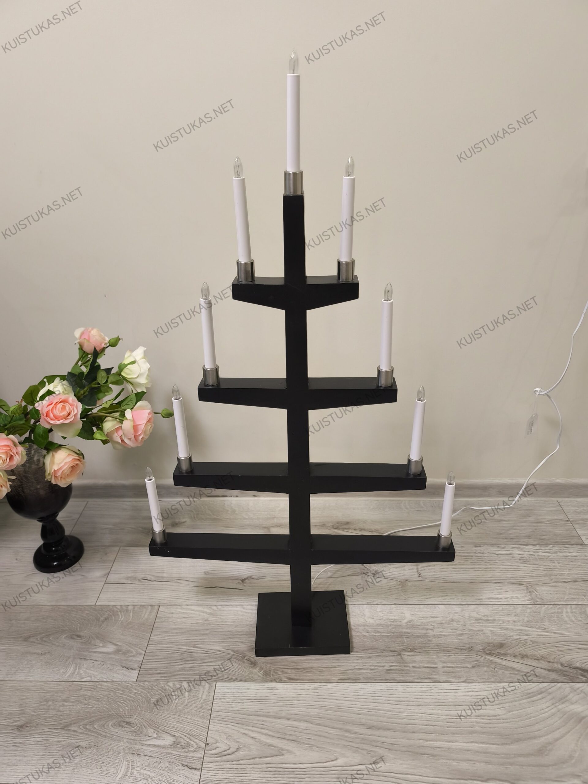 Medinė žvakidė 'Tall Black' - Vaizdas 7