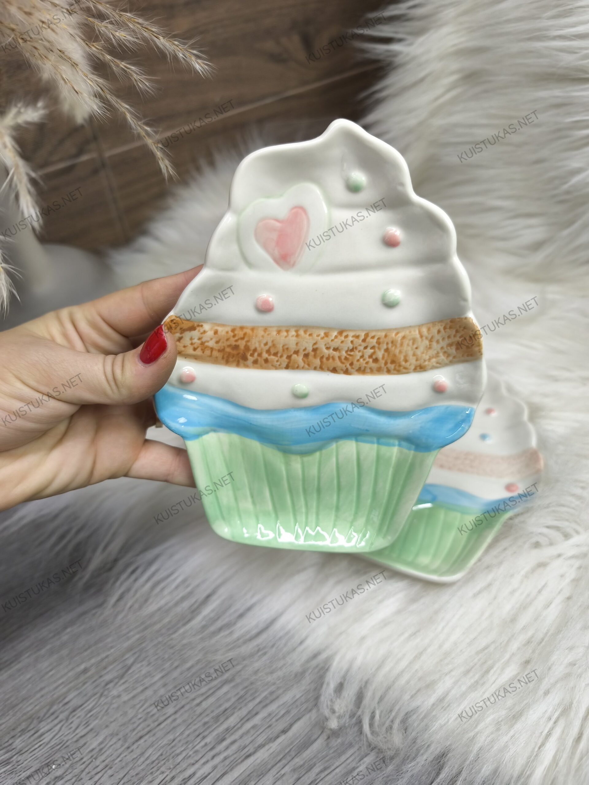 Dekoratyvinė lėkštė 'Keksiukas su širdelėmis' - Vaizdas 6