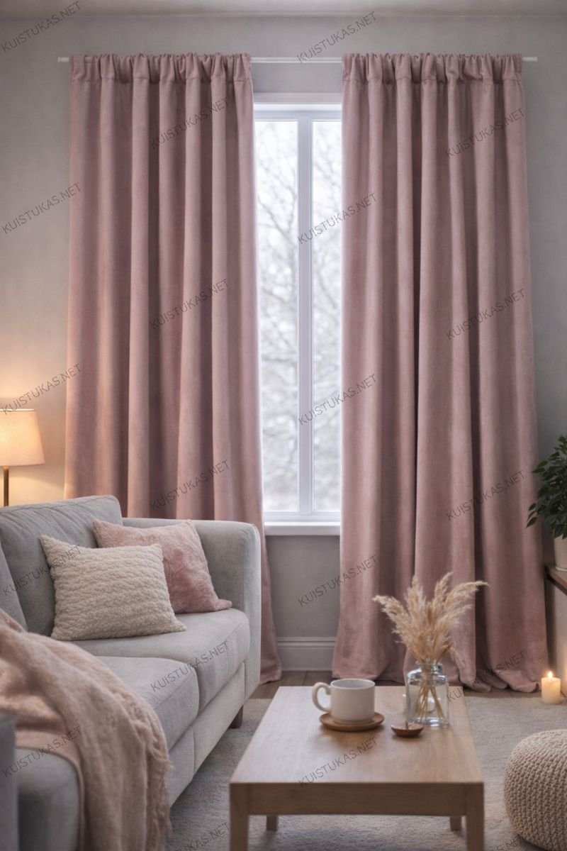 Naktinės užuolaidos 'Blush Velvet' (pastelinės rausvos)