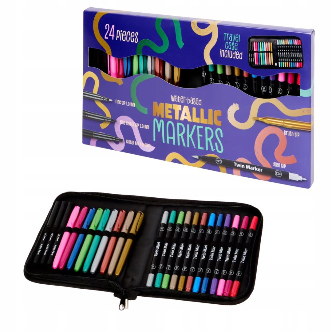 Markerių rinkinys su dėklu 'Metallic Art 24'