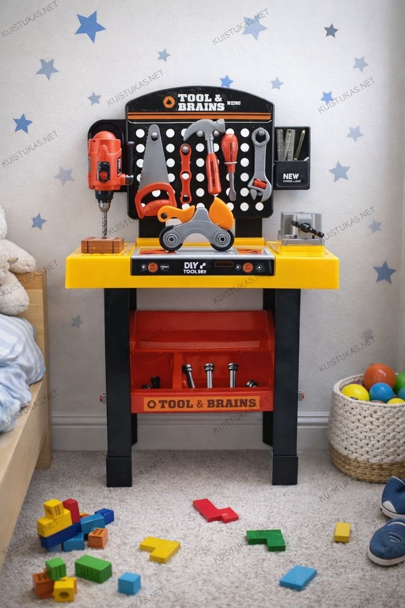 Vaikiškas meistro stalas su priedais