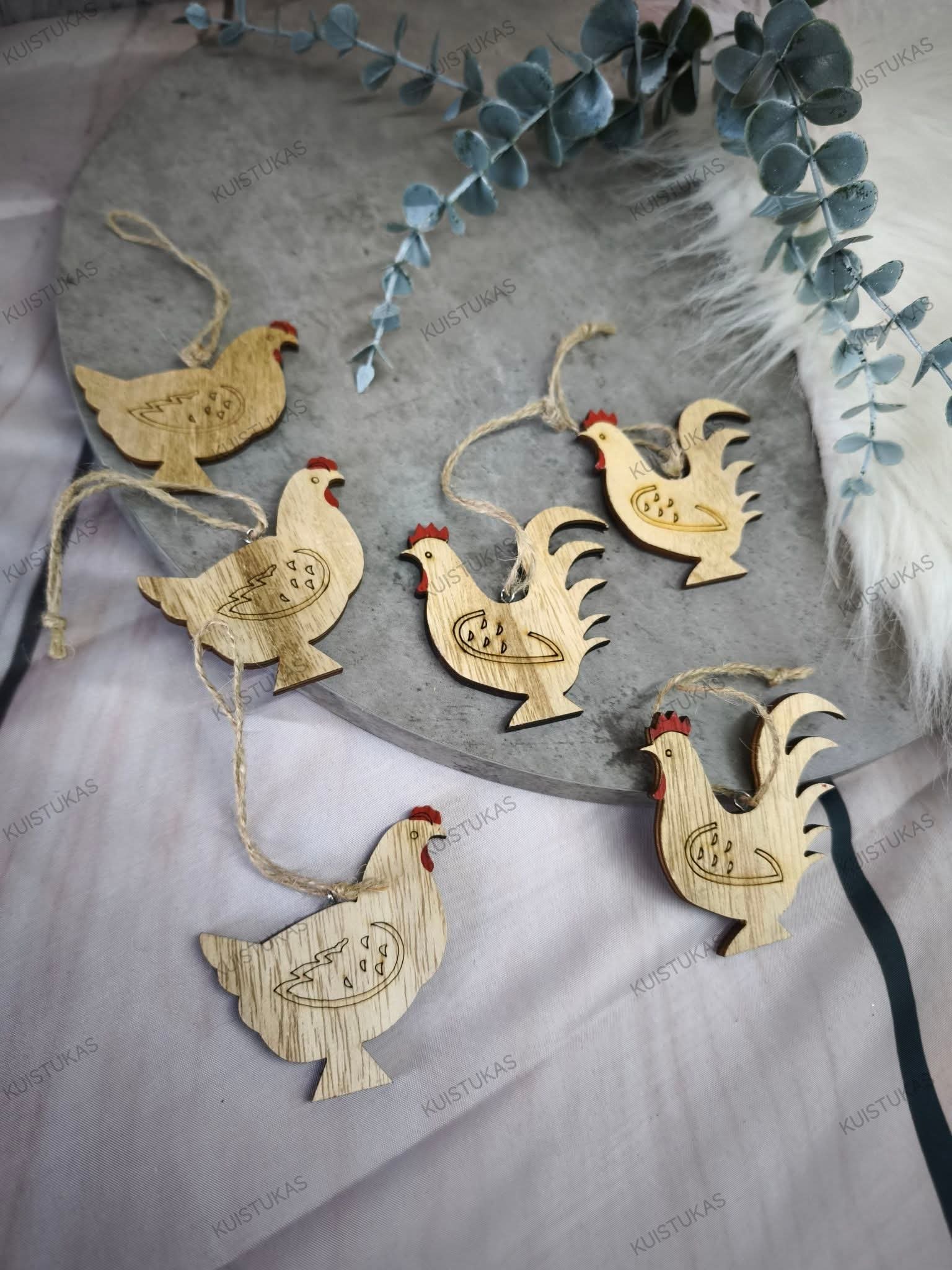 Medinių dekoracijų rinkinys 'Rustic Hen' - Vaizdas 4