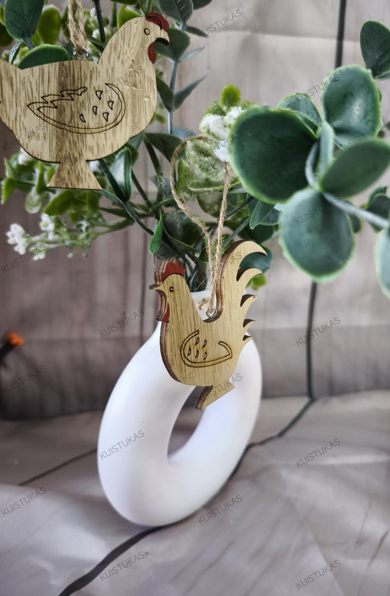 Medinių dekoracijų rinkinys 'Rustic Hen' - Vaizdas 3