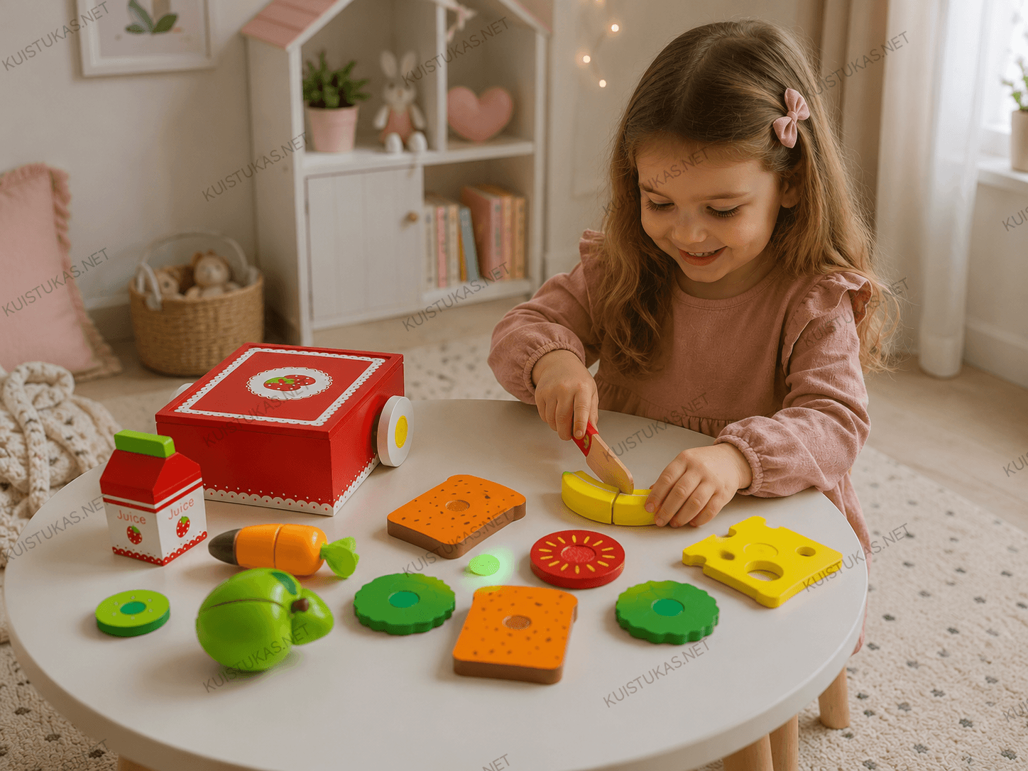 Medinė dėžutė su produktais