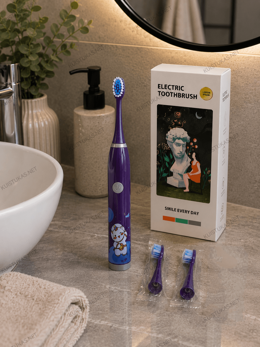 Vaikiškas elektrinis dantų šepetėlis 'Violet' - Vaizdas 2