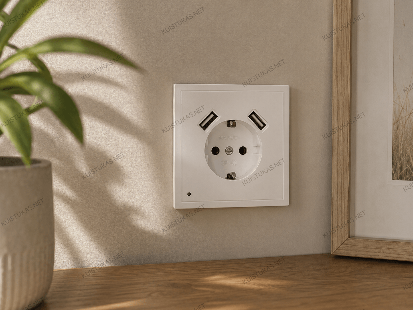 Sieninis įžemintas lizdas su USB - Vaizdas 3