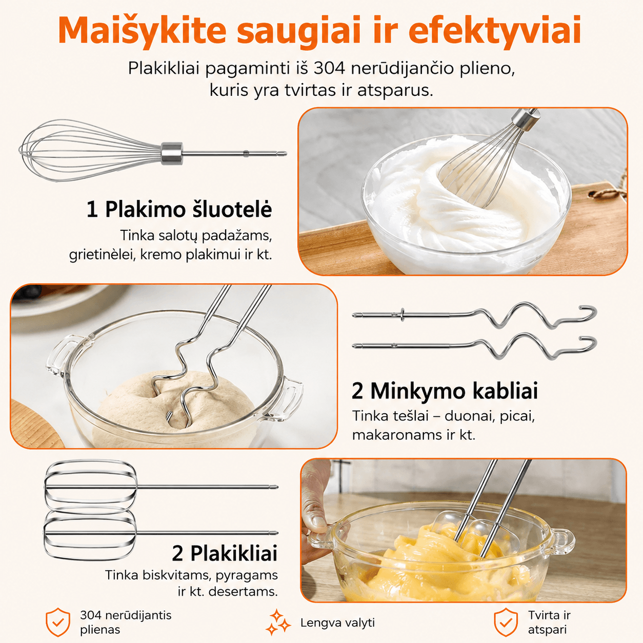 Elektrinis rankinis plaktuvas 'Pudding' - Vaizdas 4