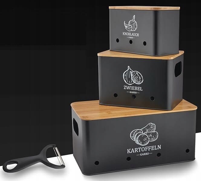 3 dalių metalinių maisto produktų dėžių rinkinys