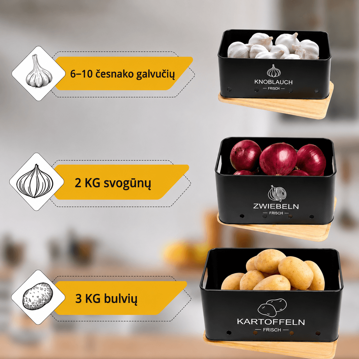 3 dalių maisto produktų dėžių rinkinys 'Karbo' - Vaizdas 3