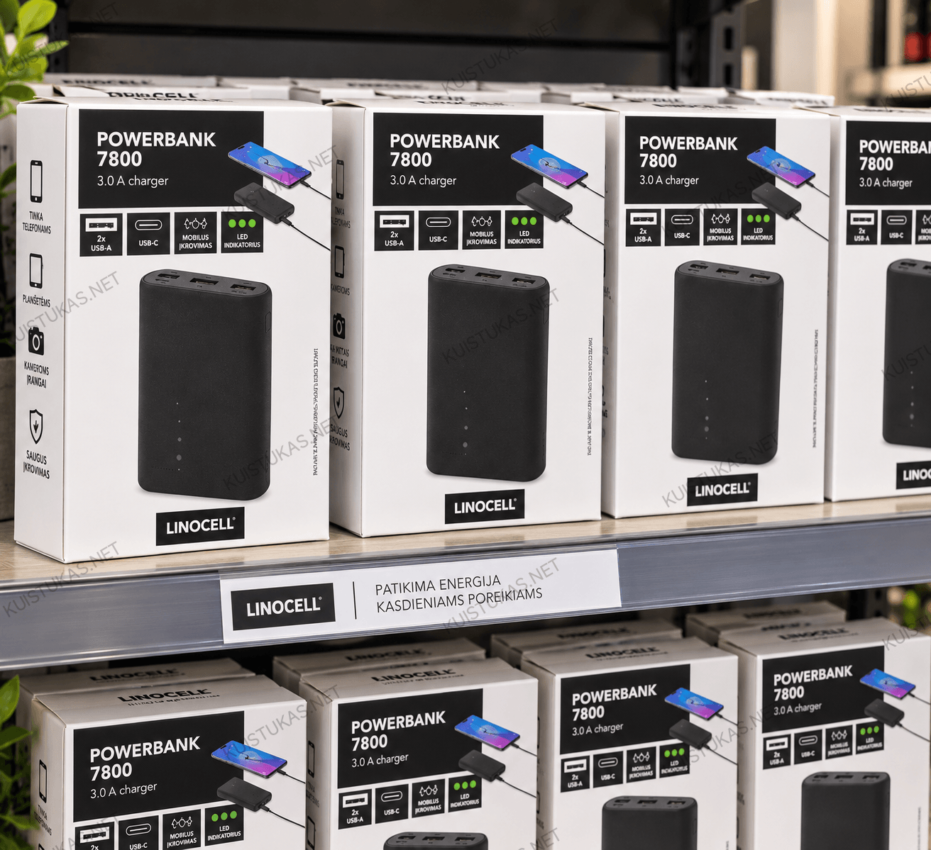 Išorinė baterija 'Linocell Black' 7800 mAh. - Vaizdas 2